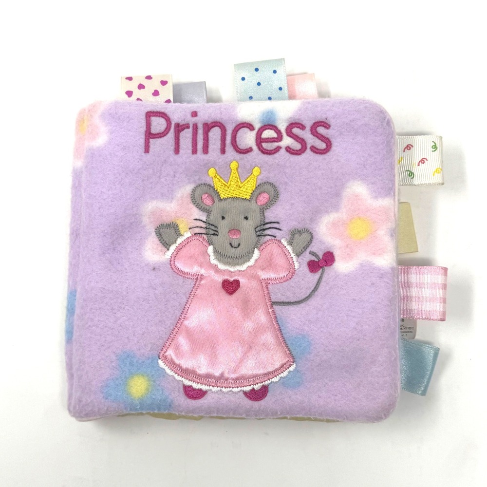 Princess Animal Sensory Soft Cloth Book Purple Fleece Scholastic Ribbon Tags